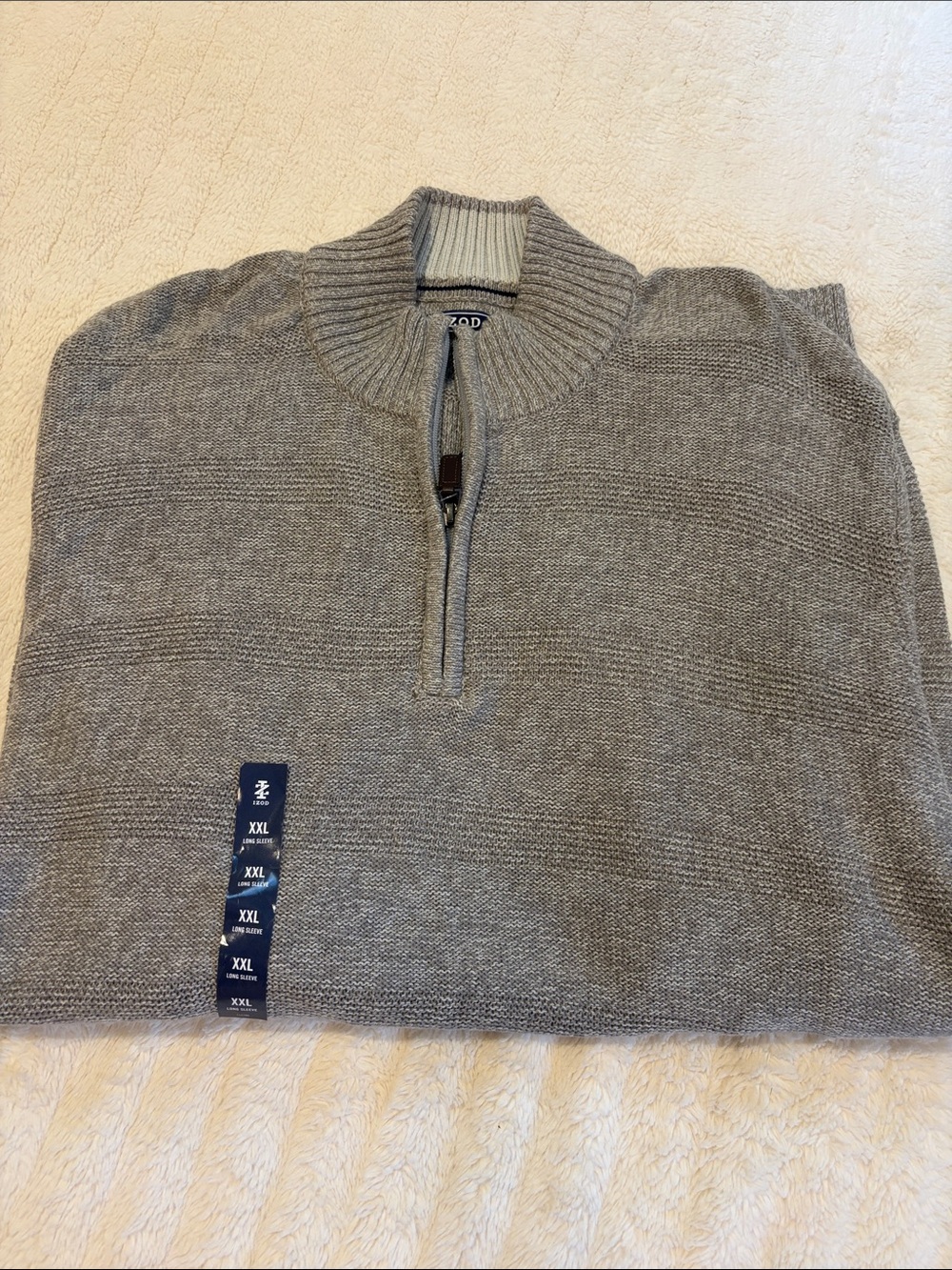 Izod Men's Gray Quarter-Zip Mock Neck Sweater